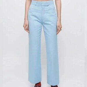 Re/Done | Cropped Length 70s Trousers in Wash Light Blue Cotton | Size 26